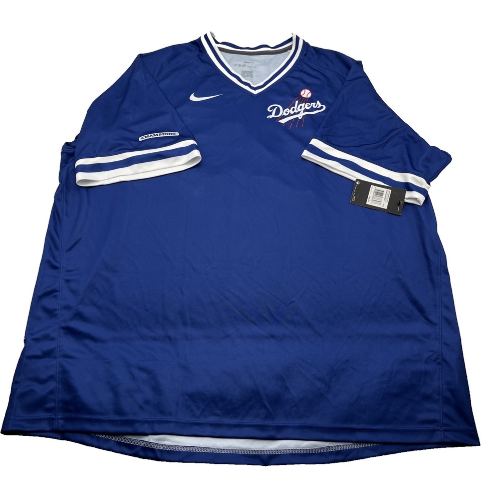 NWT Nike Los Angeles Dodgers V-Neck Dri-FIT Jersey 3XL Blue Custom "Swift CC 25"